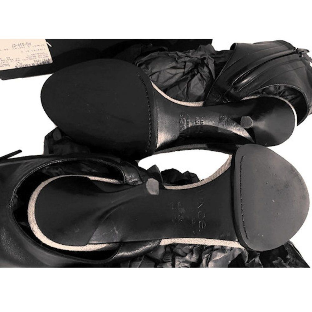Vintage VINCE "ADRIA" High Heel Black Leather Sandals w/Open Toe and Ankle Cuff - Picture 6 of 8